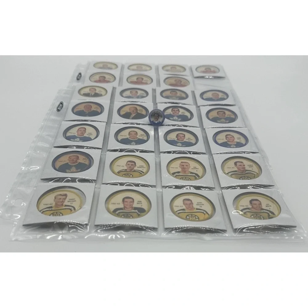 1961-62 SHIRRIFF SALADA NHL HOCKEY COIN LOT 27 COINS + MIKE PELYK MARBLE